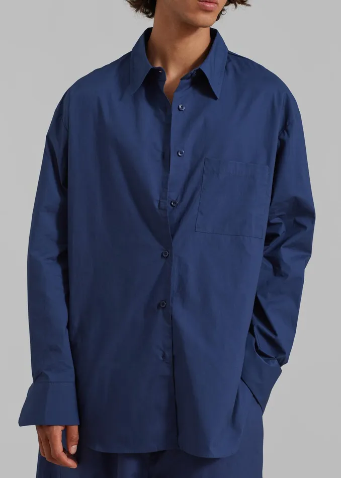 The Frankie Shop Tops Men Matthias Oversized Shirt 8211 Navy