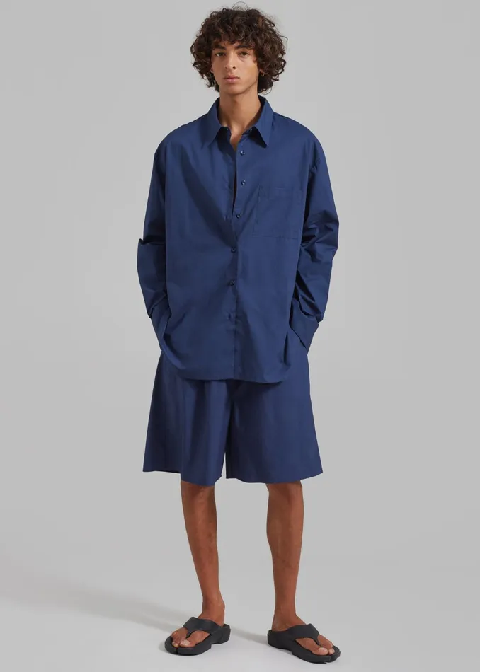 The Frankie Shop Tops Men Matthias Oversized Shirt 8211 Navy