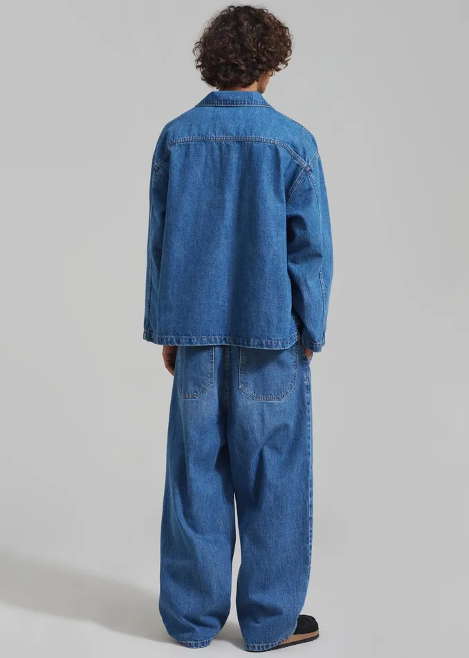 The Frankie Shop Tops Men Ray Popover Denim Shirt 8211 Medium Wash