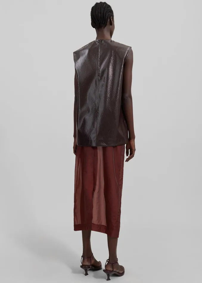 The Frankie Shop Tops Women Amaris Crackled Faux Leather Tank Top 8211 Brown