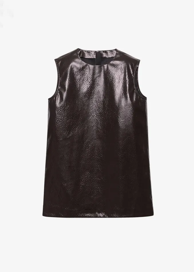 The Frankie Shop Tops Women Amaris Crackled Faux Leather Tank Top 8211 Brown
