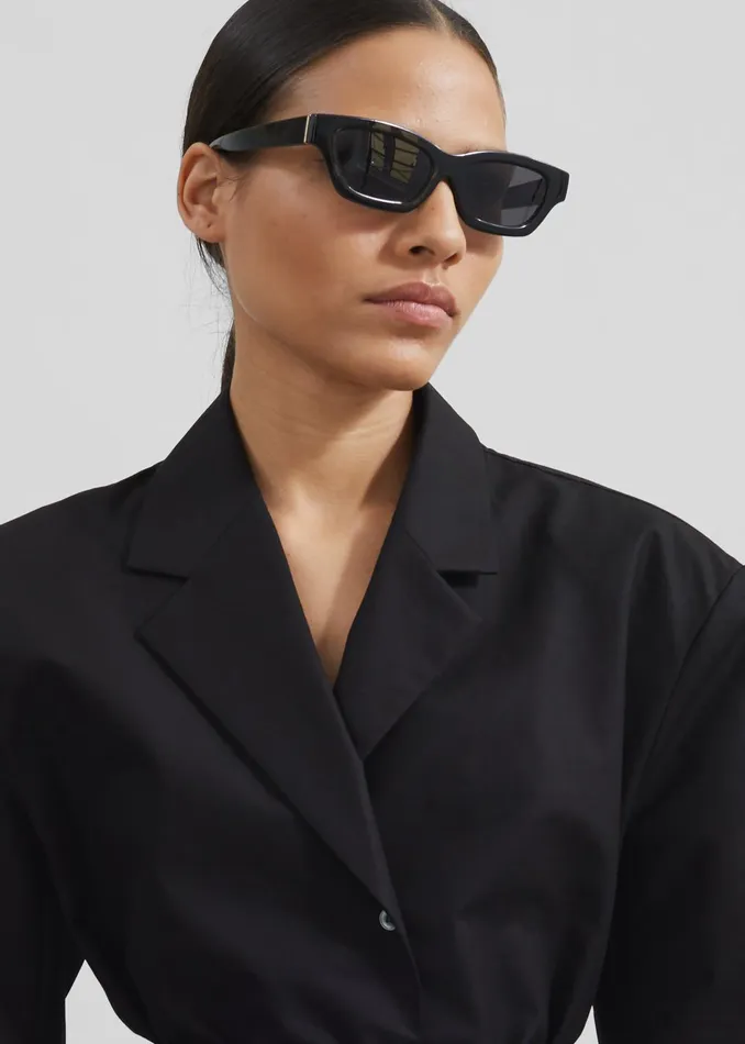 The Frankie Shop Tops Women Avianna Padded Button Up Shirt 8211 Black