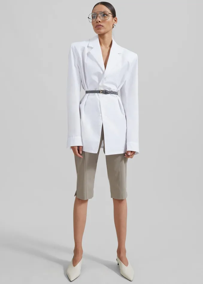 The Frankie Shop Tops Women Avianna Padded Button Up Shirt 8211 White