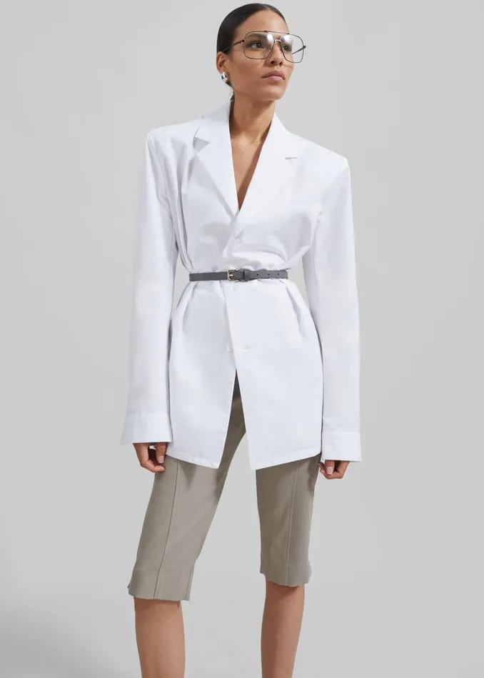 The Frankie Shop Tops Women Avianna Padded Button Up Shirt 8211 White