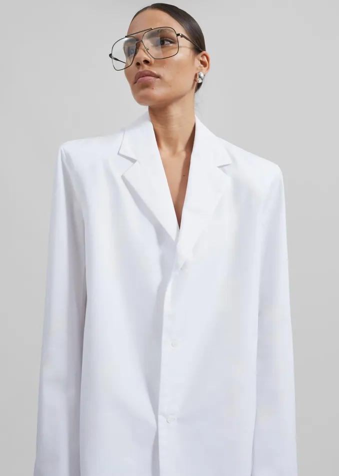 The Frankie Shop Tops Women Avianna Padded Button Up Shirt 8211 White