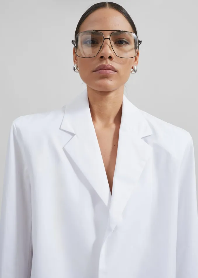 The Frankie Shop Tops Women Avianna Padded Button Up Shirt 8211 White