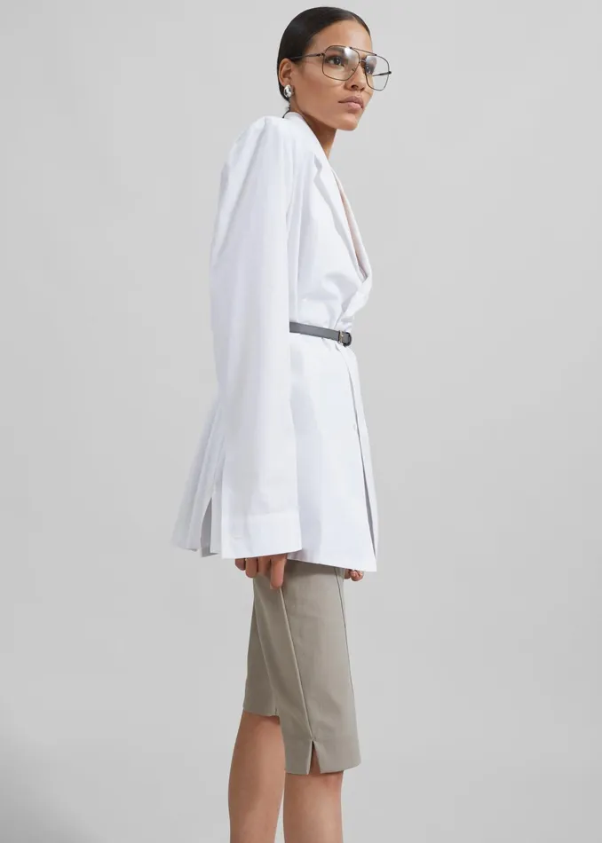 The Frankie Shop Tops Women Avianna Padded Button Up Shirt 8211 White