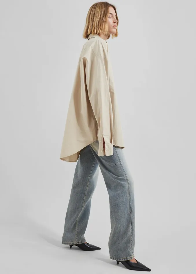 The Frankie Shop Tops Women Calypso Cotton Shirt 8211 Beige