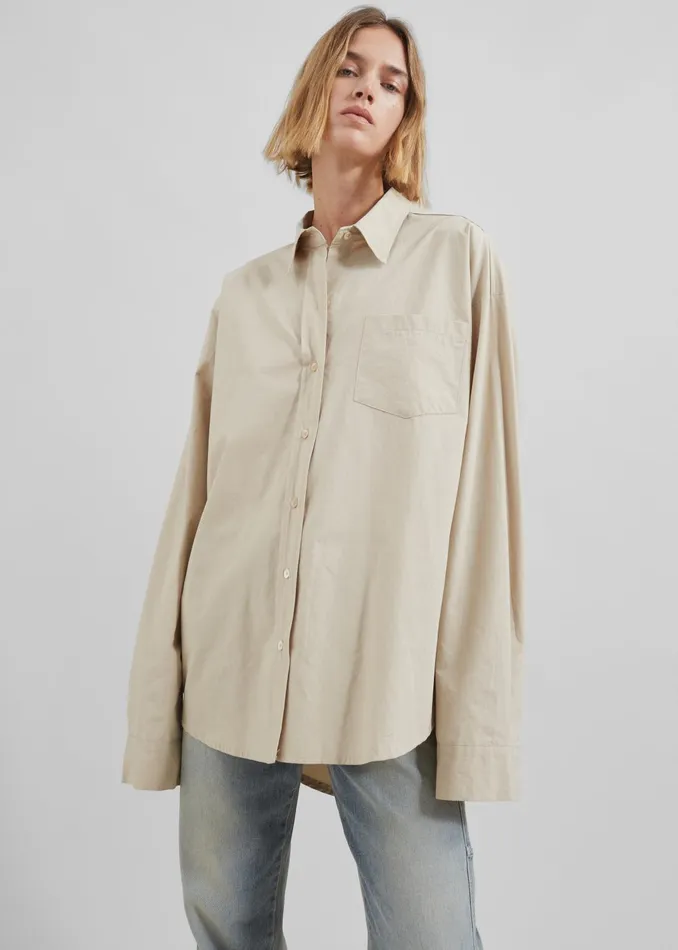 The Frankie Shop Tops Women Calypso Cotton Shirt 8211 Beige