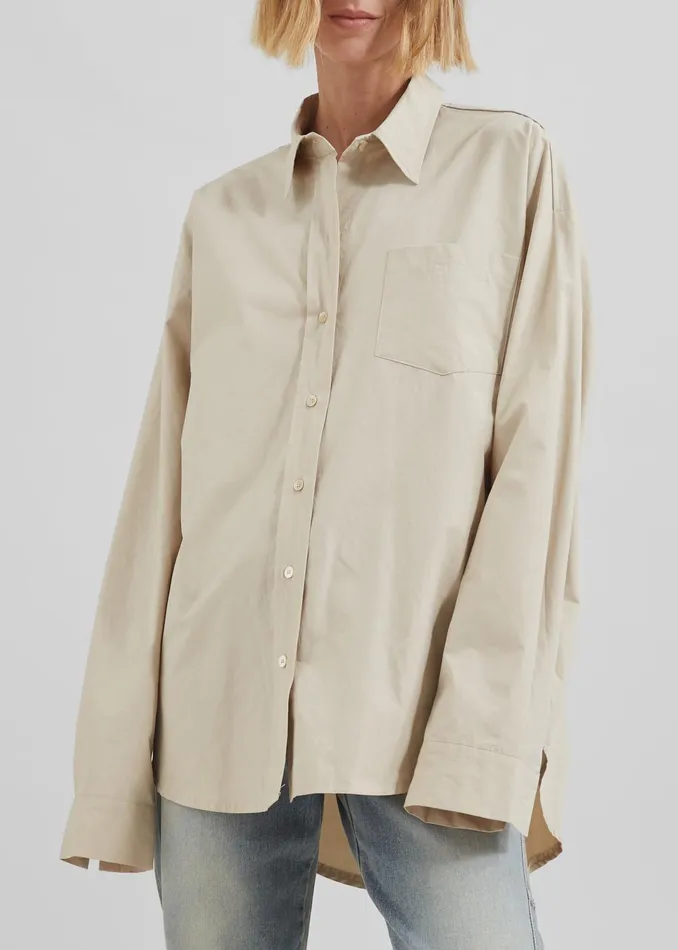 The Frankie Shop Tops Women Calypso Cotton Shirt 8211 Beige