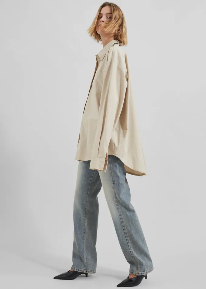 The Frankie Shop Tops Women Calypso Cotton Shirt 8211 Beige