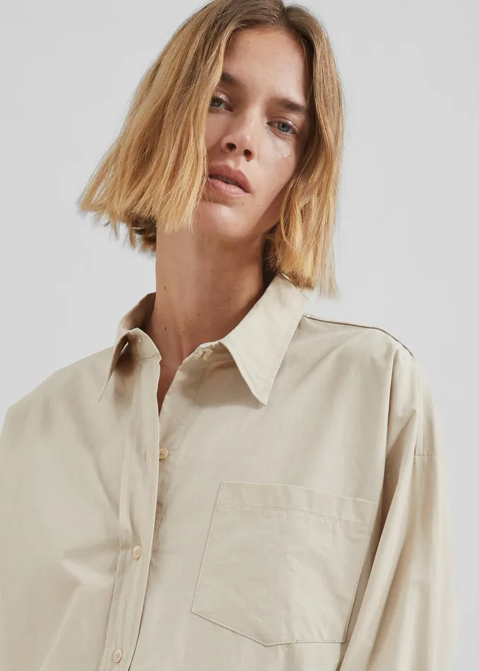 The Frankie Shop Tops Women Calypso Cotton Shirt 8211 Beige