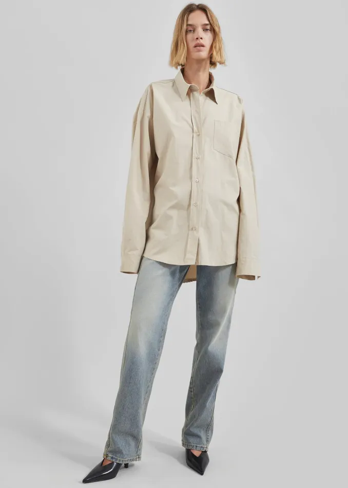 The Frankie Shop Tops Women Calypso Cotton Shirt 8211 Beige