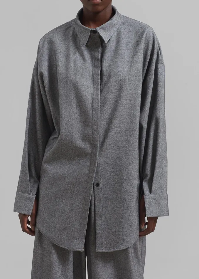 The Frankie Shop Tops Women Casey Reversible Button Up Shirt 8211 Grey