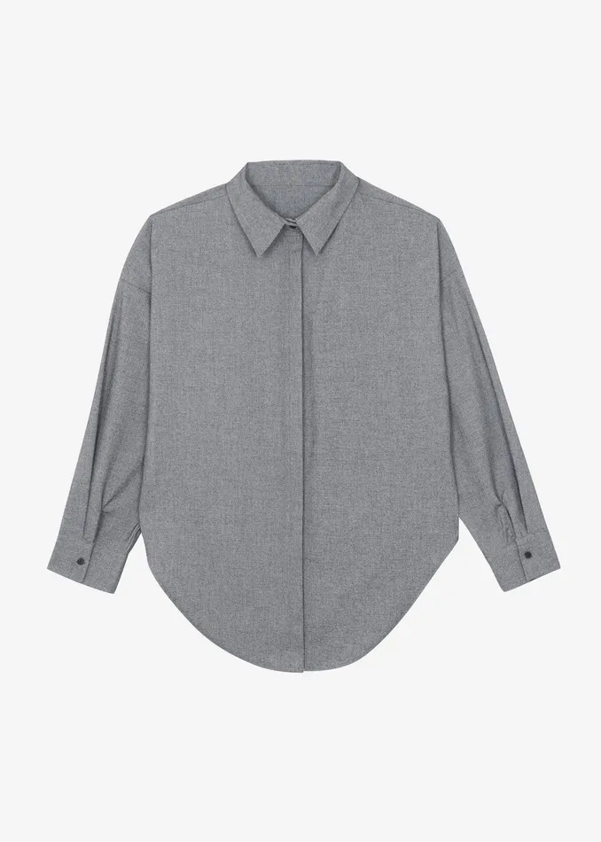The Frankie Shop Tops Women Casey Reversible Button Up Shirt 8211 Grey
