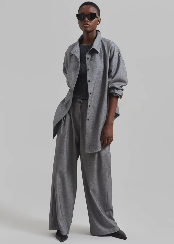 The Frankie Shop Tops Women Casey Reversible Button Up Shirt 8211 Grey