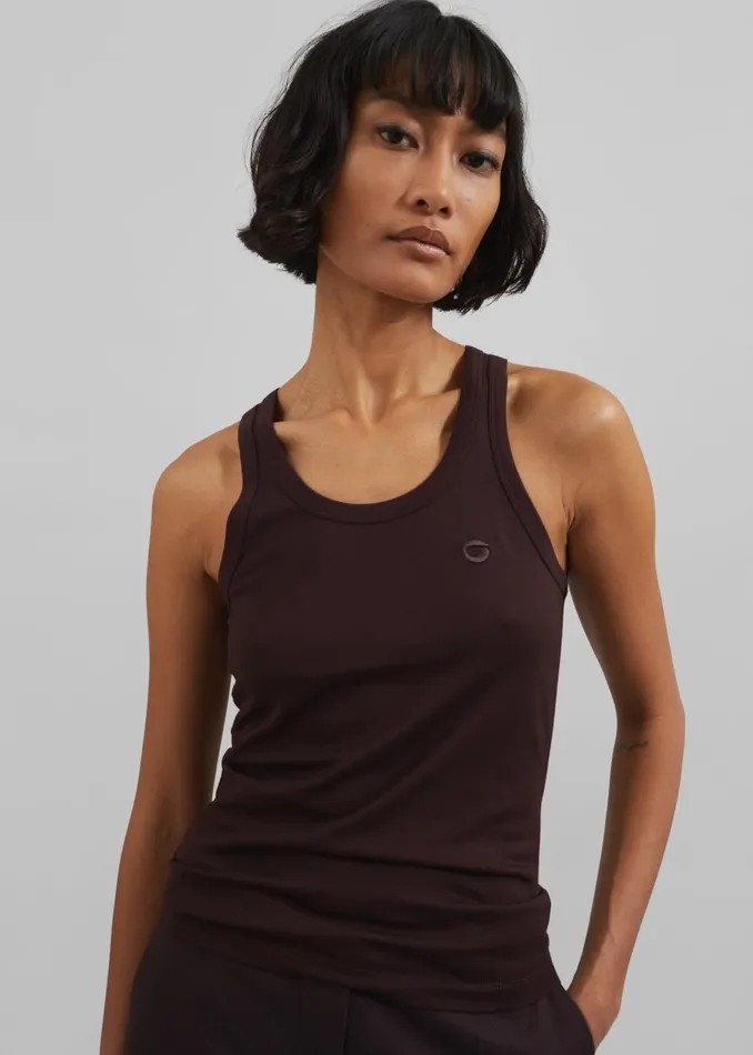 The Frankie Shop Tops Women Coperni Lightweight Logo Tank Top 8211 Brown