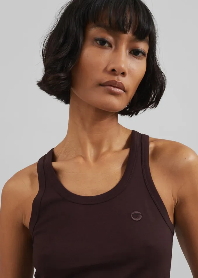 The Frankie Shop Tops Women Coperni Lightweight Logo Tank Top 8211 Brown