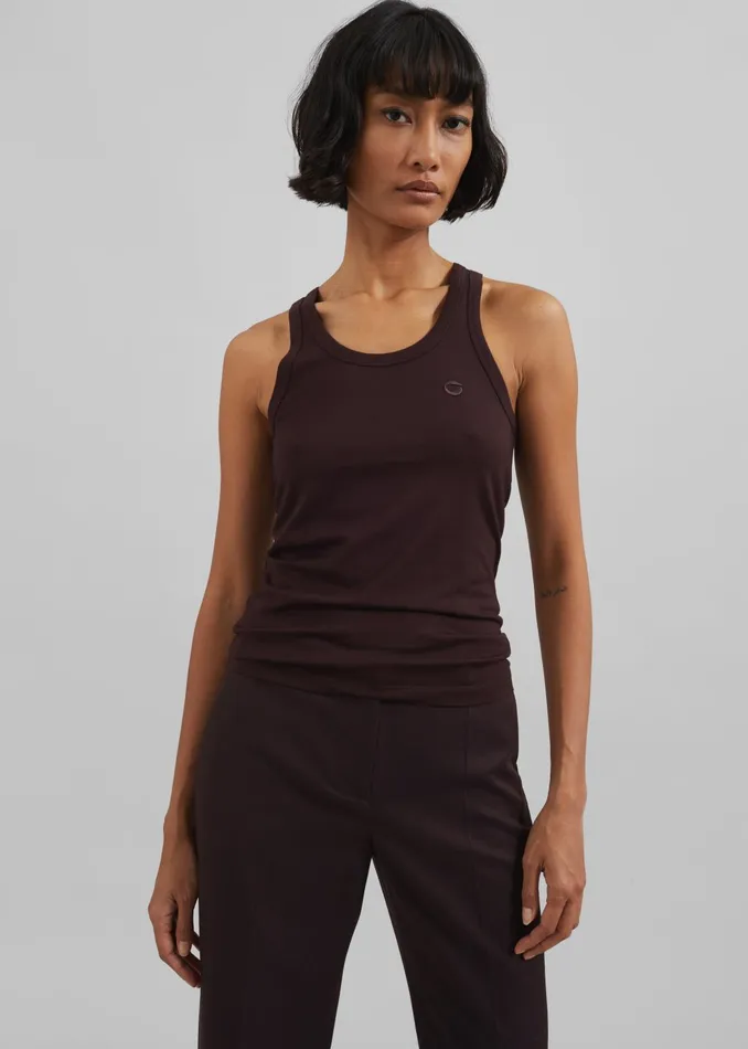 The Frankie Shop Tops Women Coperni Lightweight Logo Tank Top 8211 Brown