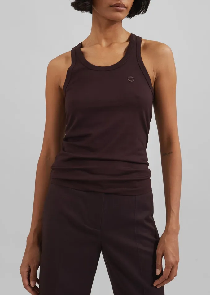 The Frankie Shop Tops Women Coperni Lightweight Logo Tank Top 8211 Brown