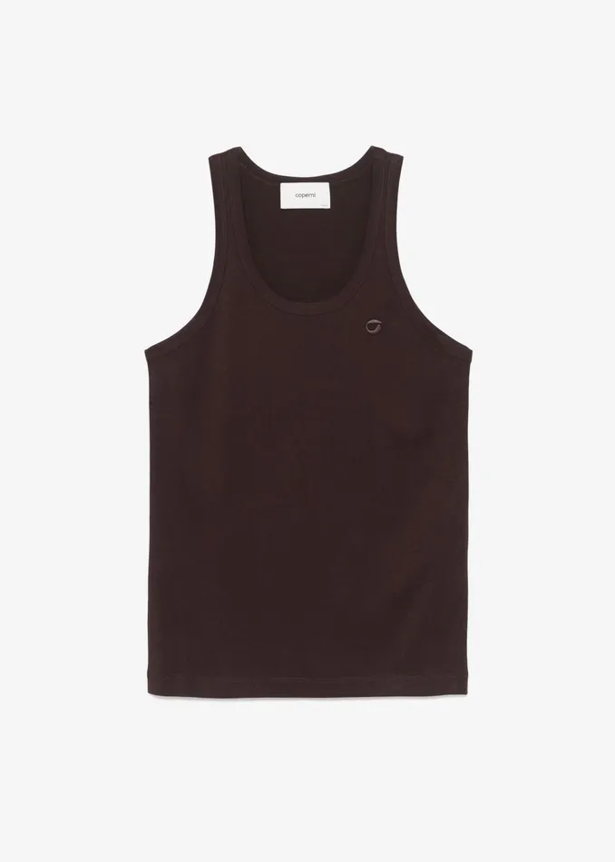 The Frankie Shop Tops Women Coperni Lightweight Logo Tank Top 8211 Brown