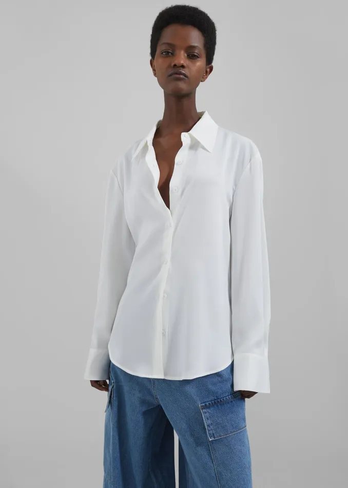 The Frankie Shop Tops Women Daylin Button Up Shirt 8211 Ivory