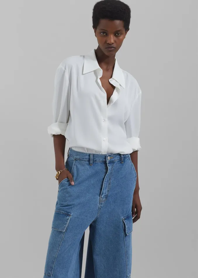 The Frankie Shop Tops Women Daylin Button Up Shirt 8211 Ivory