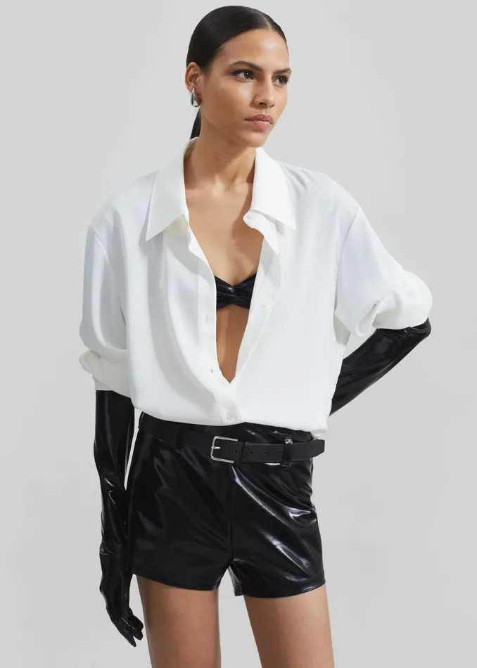 The Frankie Shop Tops Women Daylin Button Up Shirt 8211 Ivory