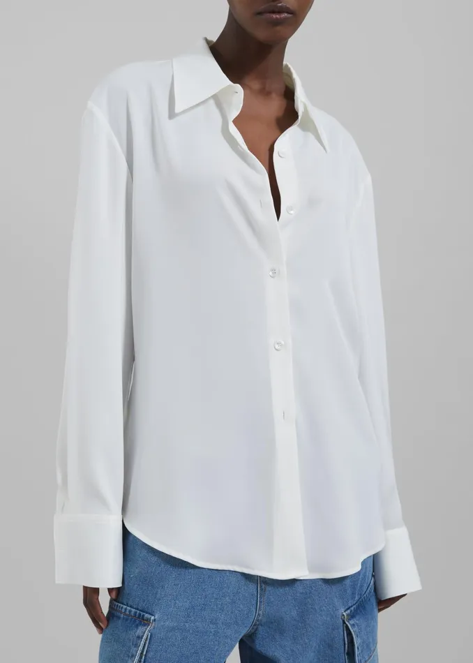 The Frankie Shop Tops Women Daylin Button Up Shirt 8211 Ivory