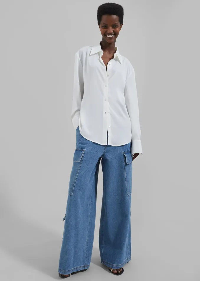 The Frankie Shop Tops Women Daylin Button Up Shirt 8211 Ivory
