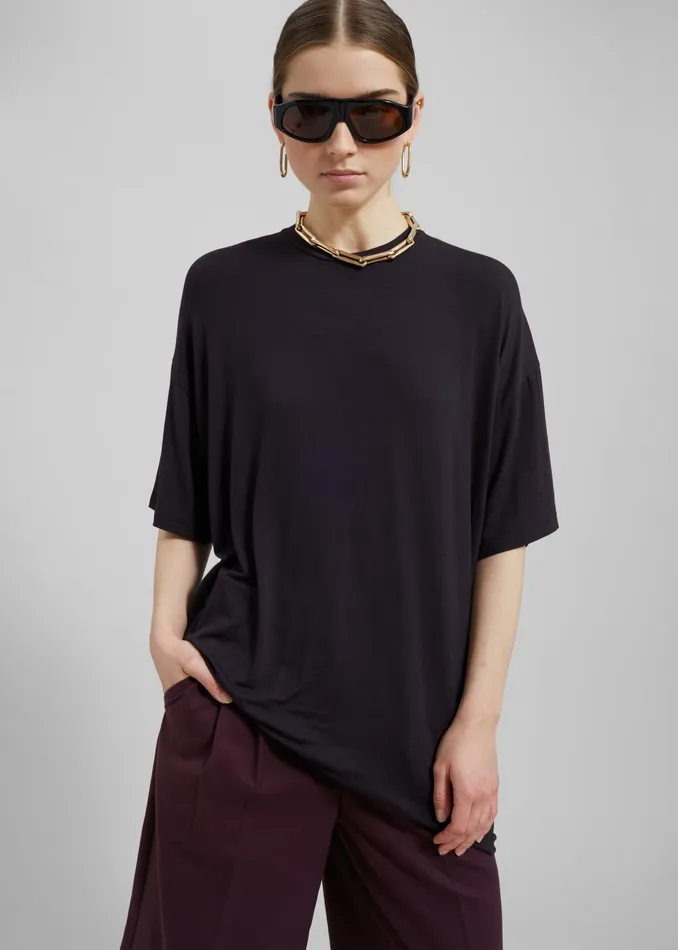 The Frankie Shop Tops Women Ella Boxy Tee 8211 Dark Plum
