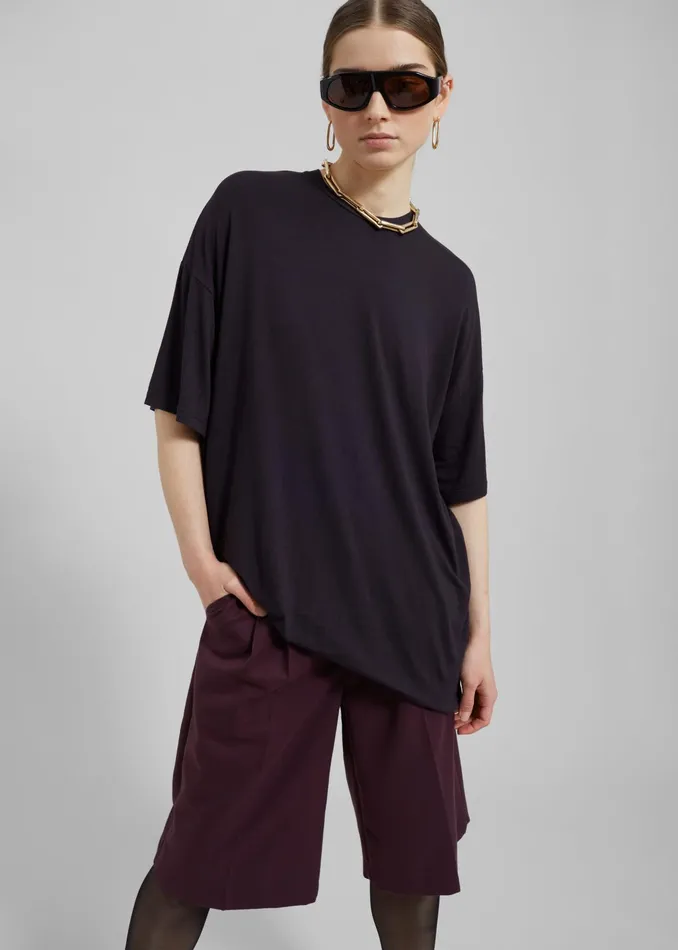 The Frankie Shop Tops Women Ella Boxy Tee 8211 Dark Plum