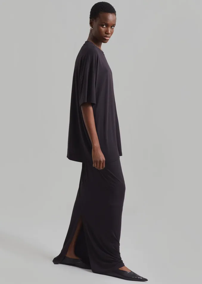The Frankie Shop Tops Women Ella Boxy Tee 8211 Dark Plum