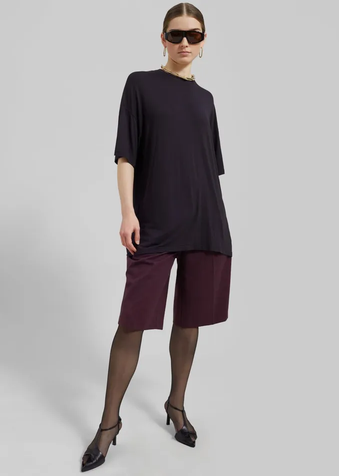 The Frankie Shop Tops Women Ella Boxy Tee 8211 Dark Plum