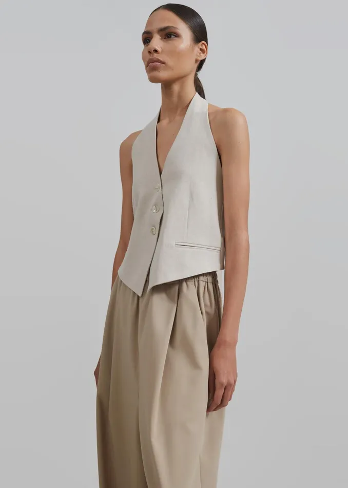 The Frankie Shop Tops Women Elora Linen Halter Top 8211 Oat