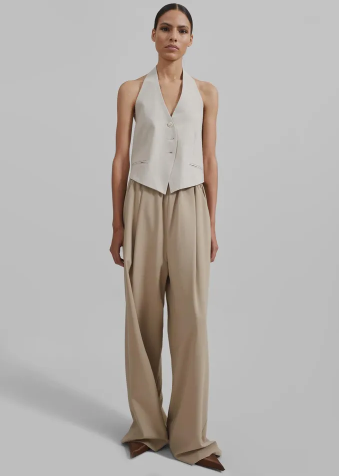 The Frankie Shop Tops Women Elora Linen Halter Top 8211 Oat