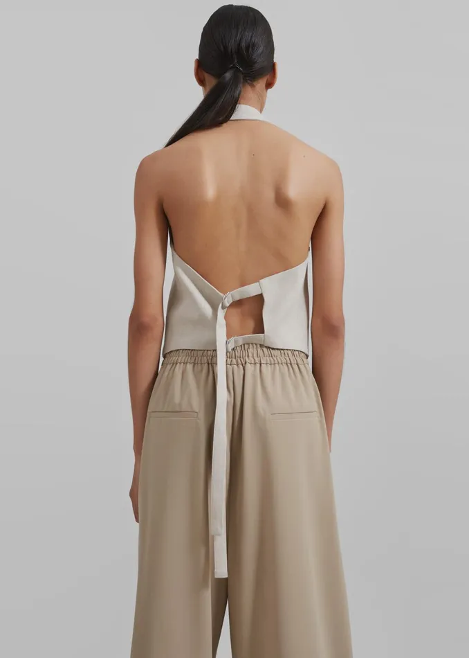 The Frankie Shop Tops Women Elora Linen Halter Top 8211 Oat