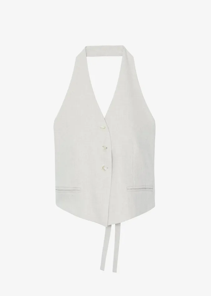 The Frankie Shop Tops Women Elora Linen Halter Top 8211 Oat