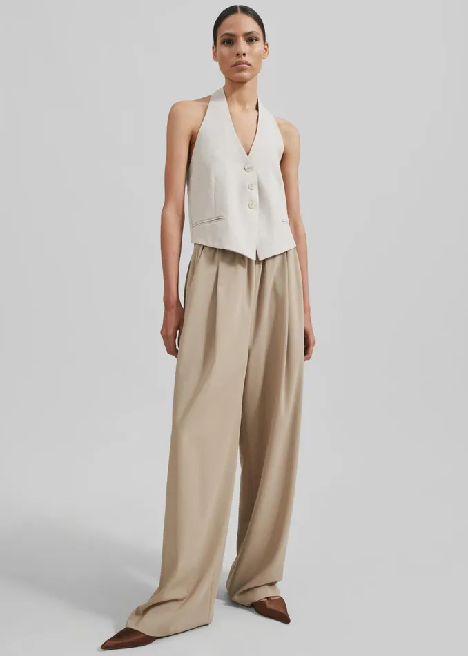 The Frankie Shop Tops Women Elora Linen Halter Top 8211 Oat