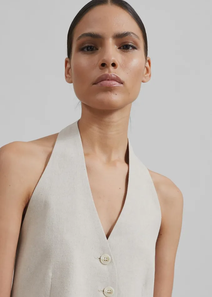 The Frankie Shop Tops Women Elora Linen Halter Top 8211 Oat