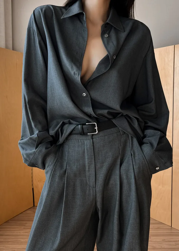 The Frankie Shop Tops Women Gelso Shirt 8211 Dark Grey Melange