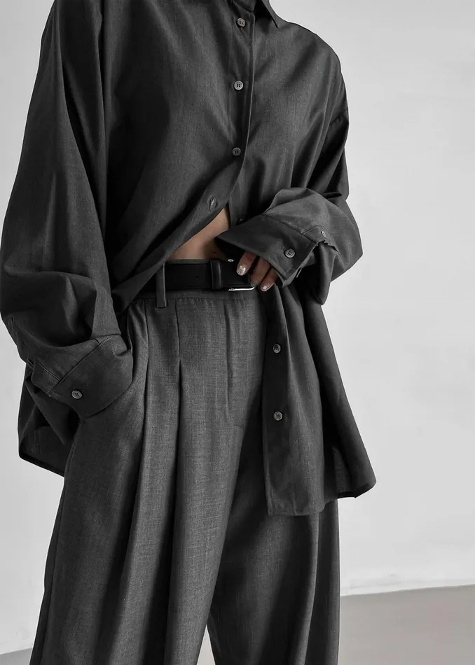 The Frankie Shop Tops Women Gelso Shirt 8211 Dark Grey Melange