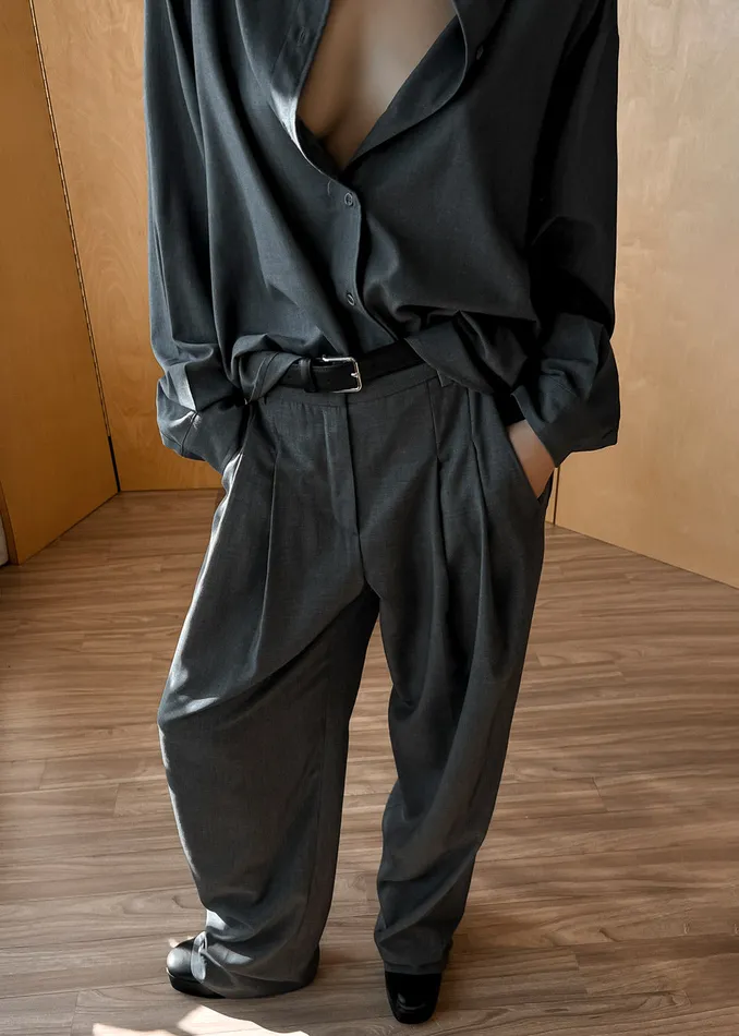 The Frankie Shop Tops Women Gelso Shirt 8211 Dark Grey Melange