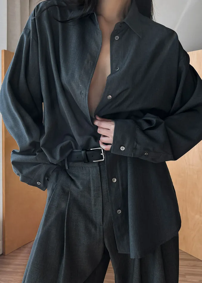 The Frankie Shop Tops Women Gelso Shirt 8211 Dark Grey Melange