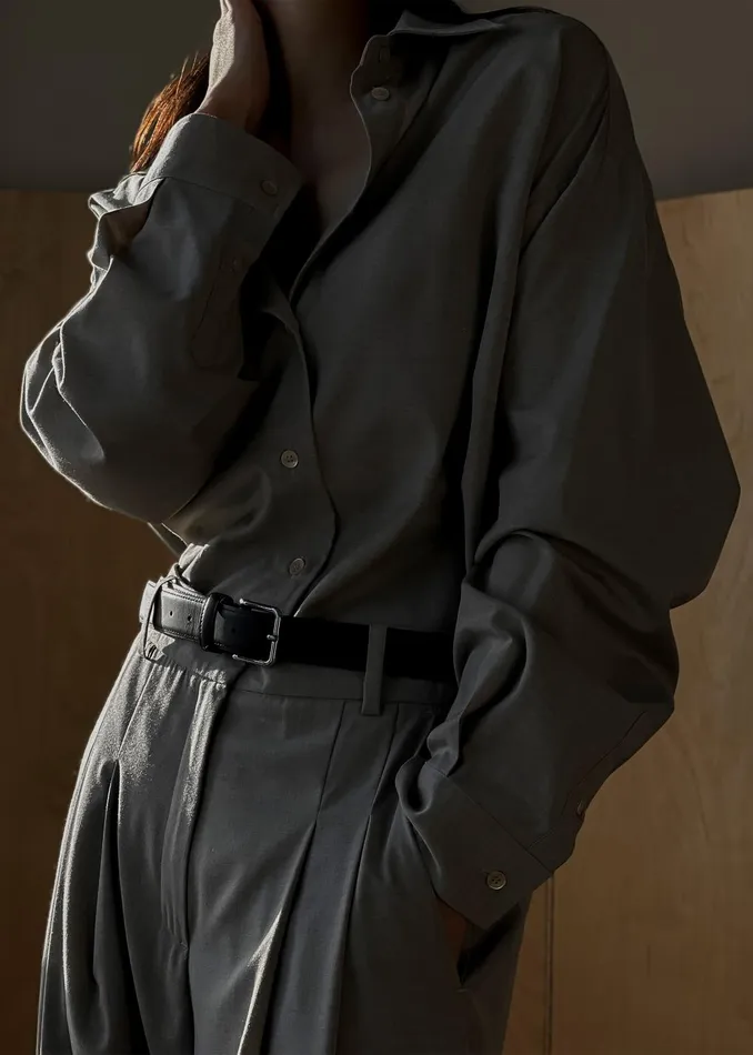 The Frankie Shop Tops Women Gelso Shirt 8211 Dark Grey Melange
