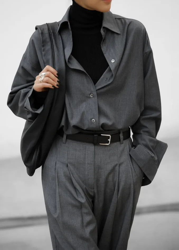The Frankie Shop Tops Women Gelso Shirt 8211 Dark Grey Melange