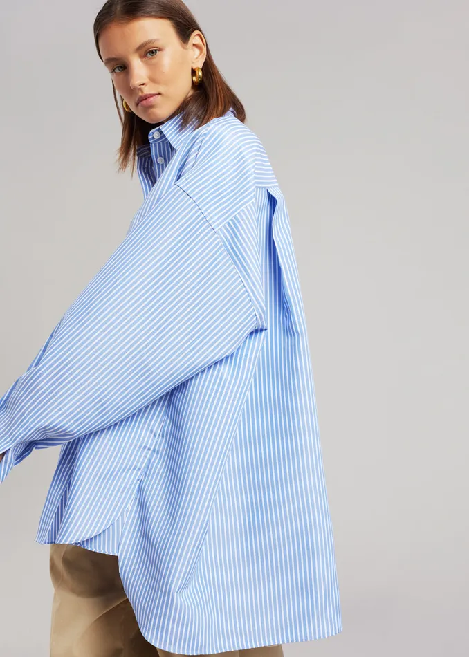 The Frankie Shop Tops Women Georgia Stripe Shirt 8211 WhiteLight Blue