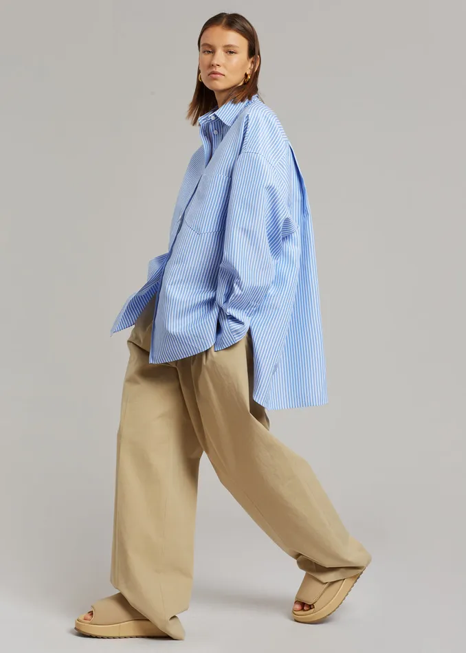 The Frankie Shop Tops Women Georgia Stripe Shirt 8211 WhiteLight Blue