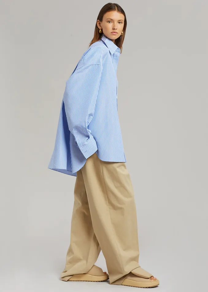 The Frankie Shop Tops Women Georgia Stripe Shirt 8211 WhiteLight Blue