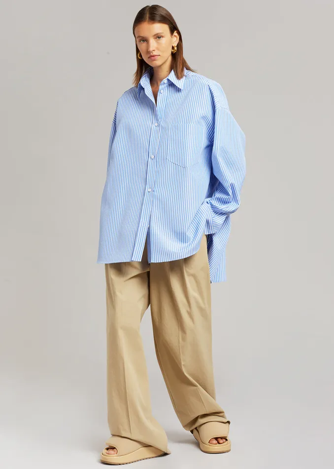 The Frankie Shop Tops Women Georgia Stripe Shirt 8211 WhiteLight Blue